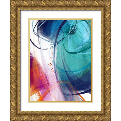 Turquoise No. 2 Gold Ornate Wood Framed Art Print with Double Matting by Banerjee, Ishita