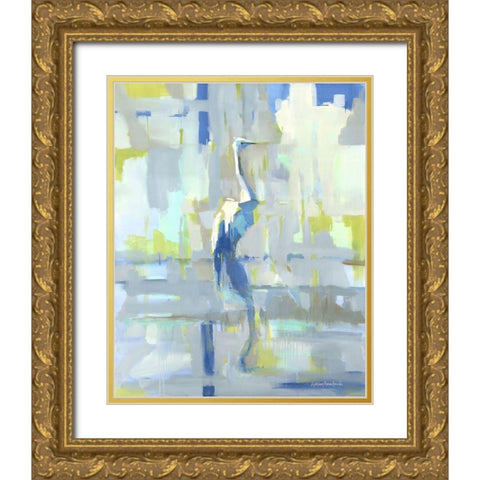 Bayou Heron Gold Ornate Wood Framed Art Print with Double Matting by Broaderick, Kathleen