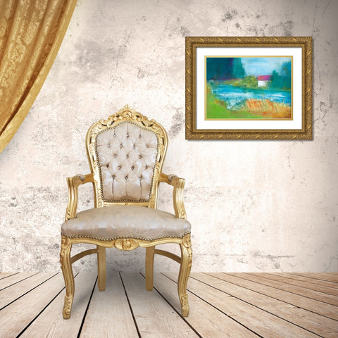 When Swan is Quiet Gold Ornate Wood Framed Art Print with Double Matting by Beer, Pamela K.