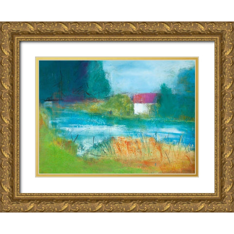 When Swan is Quiet Gold Ornate Wood Framed Art Print with Double Matting by Beer, Pamela K.