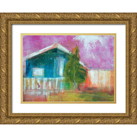 I Dream In Blue Gold Ornate Wood Framed Art Print with Double Matting by Beer, Pamela K.