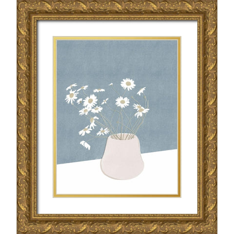 Daisy Still Life Gold Ornate Wood Framed Art Print with Double Matting by Beeh, Katie