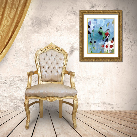 Rose Hips at Christmas Gold Ornate Wood Framed Art Print with Double Matting by Bragg, Janel