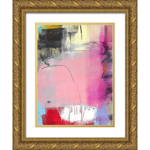 Pink Feature Gold Ornate Wood Framed Art Print with Double Matting by Beer, Pamela K.