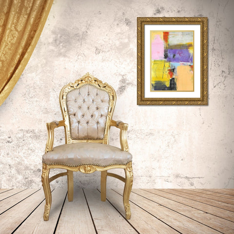 Purple and Gold Feature Gold Ornate Wood Framed Art Print with Double Matting by Beer, Pamela K.