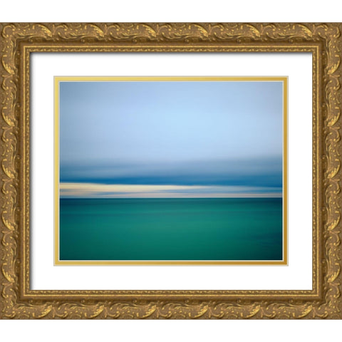 Lake Superior Morning Gold Ornate Wood Framed Art Print with Double Matting by Becia, Jim