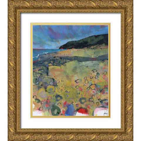 Penbryn Beach Gold Ornate Wood Framed Art Print with Double Matting by Bailey, Paul