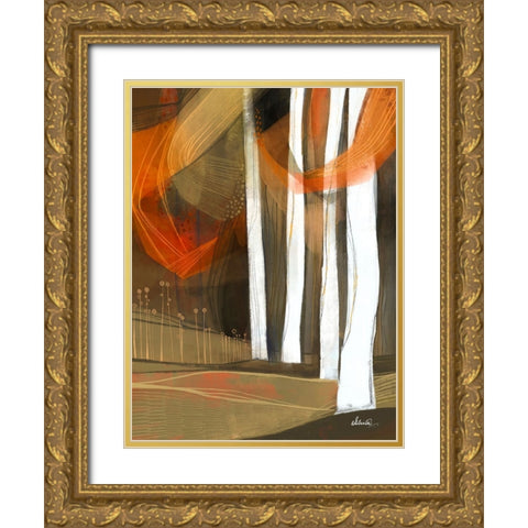 Ethereal Fall Forest Gold Ornate Wood Framed Art Print with Double Matting by Banerjee, Ishita
