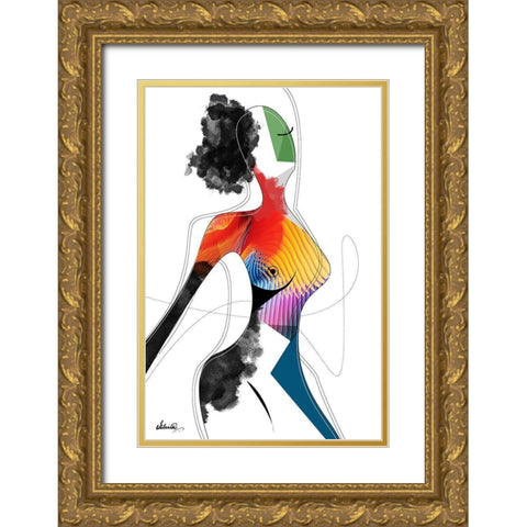 Vivid Woman - Invincible Gold Ornate Wood Framed Art Print with Double Matting by Banerjee, Ishita