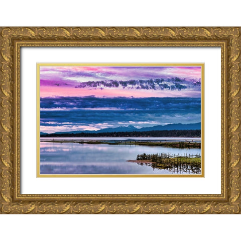 Komoks Harbour Fish Traps Gold Ornate Wood Framed Art Print with Double Matting by Burdick, Chuck