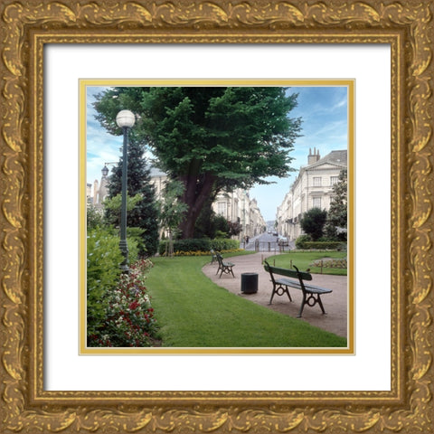 French Jardin No. 14 Gold Ornate Wood Framed Art Print with Double Matting by Blaustein, Alan