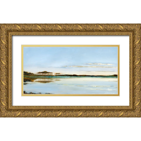 Western Lake Gold Ornate Wood Framed Art Print with Double Matting by Broaderick, Kathleen
