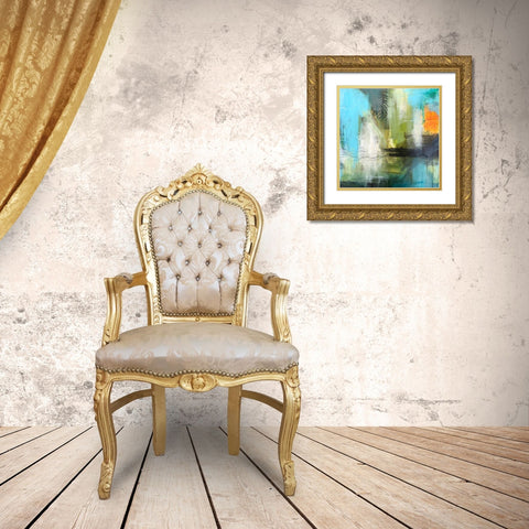Aqua Serenity 2 Gold Ornate Wood Framed Art Print with Double Matting by Blackerby, Linda S.