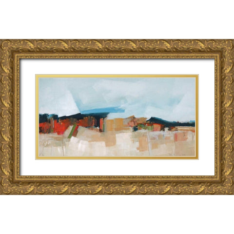 Abstract Landscape Gold Ornate Wood Framed Art Print with Double Matting by Crosby, William M.
