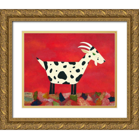 Vincent Van Goat Gold Ornate Wood Framed Art Print with Double Matting by Craig, Casey
