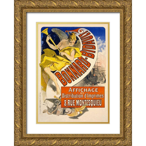 Bonnard Bidault Gold Ornate Wood Framed Art Print with Double Matting by Cheret, Jules