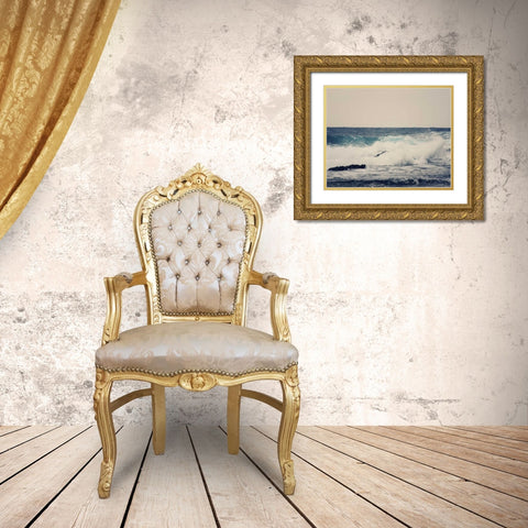 Ocean Blue Gold Ornate Wood Framed Art Print with Double Matting by Coomes, Sylvia