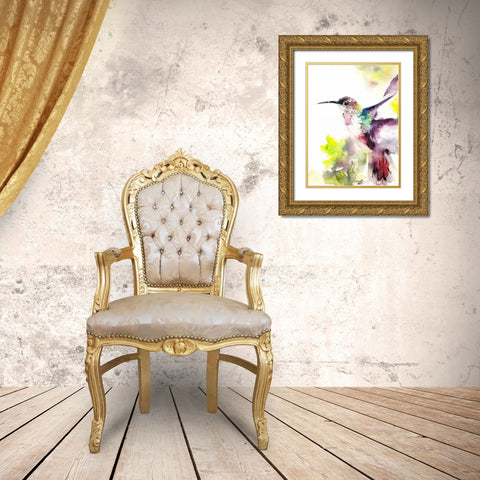 Hummingbird Gold Ornate Wood Framed Art Print with Double Matting by CanotStop