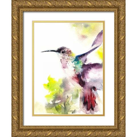 Hummingbird Gold Ornate Wood Framed Art Print with Double Matting by CanotStop