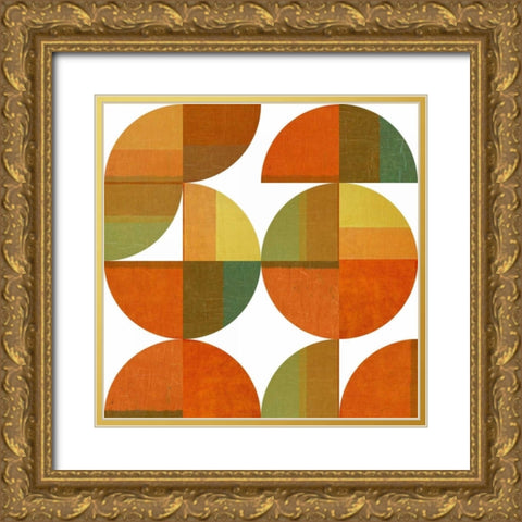 Four Suns Quartered Gold Ornate Wood Framed Art Print with Double Matting by Calkins, Michelle