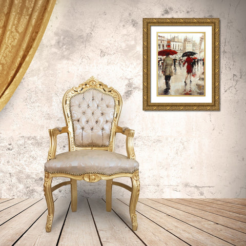 Parting on a Paris Street Gold Ornate Wood Framed Art Print with Double Matting by Christie, Lorraine