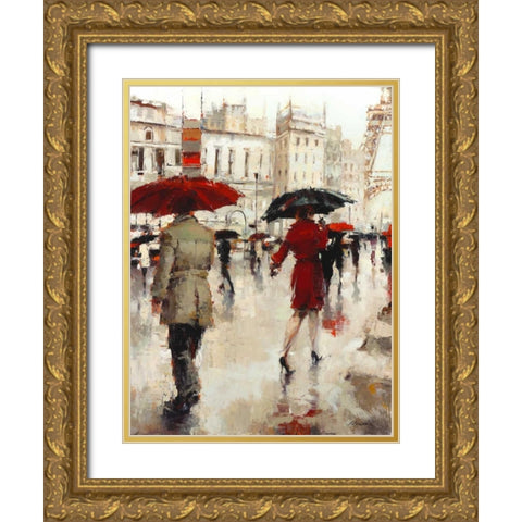 Parting on a Paris Street Gold Ornate Wood Framed Art Print with Double Matting by Christie, Lorraine
