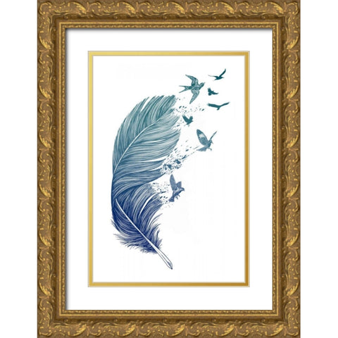 Fly Away Gold Ornate Wood Framed Art Print with Double Matting by Caldwell, Rachel
