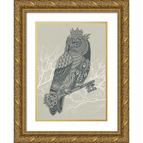 Owl King Gold Ornate Wood Framed Art Print with Double Matting by Caldwell, Rachel