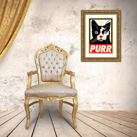 Purr Propaganda Gold Ornate Wood Framed Art Print with Double Matting by Caldwell, Rachel