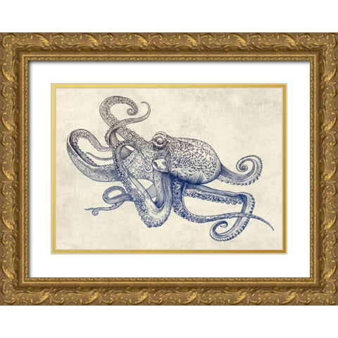 Octoflow Gold Ornate Wood Framed Art Print with Double Matting by Caldwell, Rachel