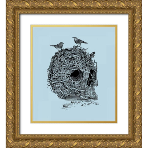 Skull Nest Gold Ornate Wood Framed Art Print with Double Matting by Caldwell, Rachel