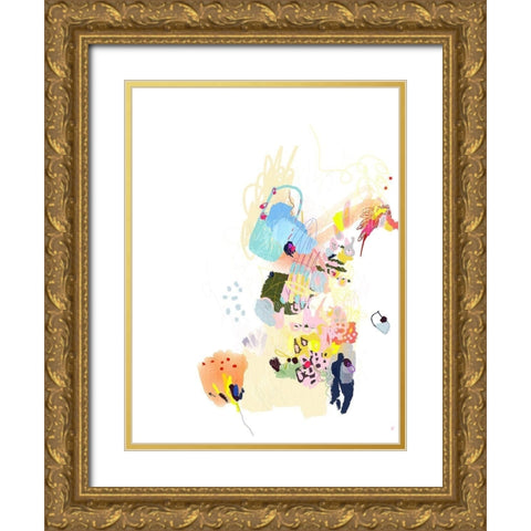 California Poppy Gold Ornate Wood Framed Art Print with Double Matting by Christine, Niya
