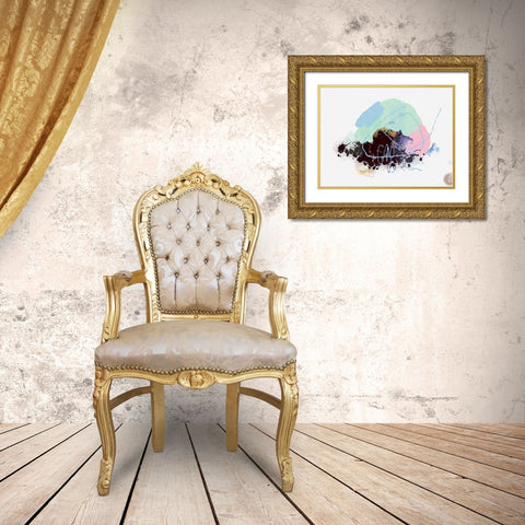 Eggplant Abstract Gold Ornate Wood Framed Art Print with Double Matting by Christine, Niya