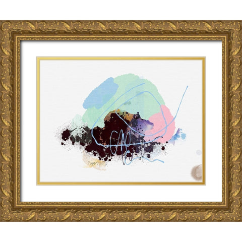 Eggplant Abstract Gold Ornate Wood Framed Art Print with Double Matting by Christine, Niya