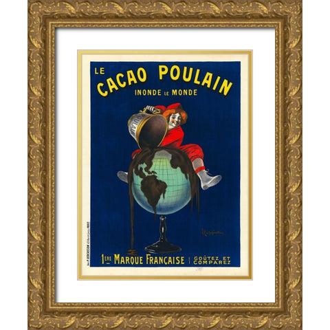 Le cacao Poulain inonde le monde, 1911 Gold Ornate Wood Framed Art Print with Double Matting by Cappiello, Leonetto
