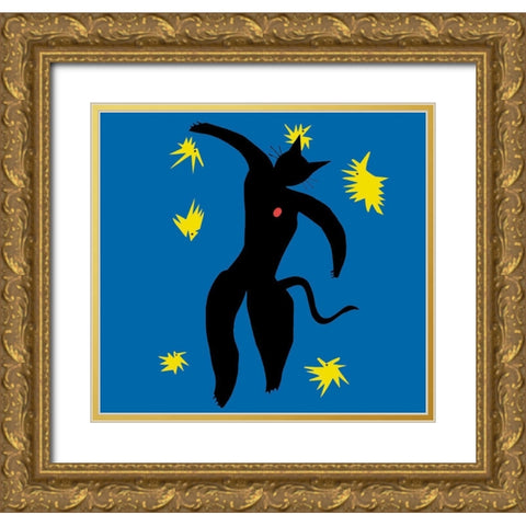 Matisse Cat Gold Ornate Wood Framed Art Print with Double Matting by Chameleon Design, Inc.