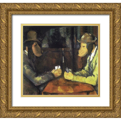 Poker Playing Dogs Gold Ornate Wood Framed Art Print with Double Matting by Chameleon Design, Inc.