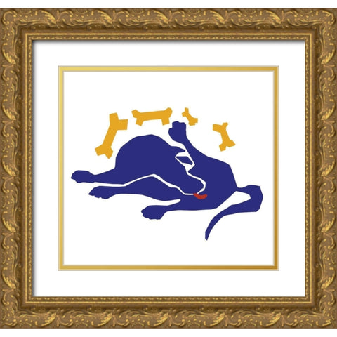 Matisse Dog Gold Ornate Wood Framed Art Print with Double Matting by Chameleon Design, Inc.