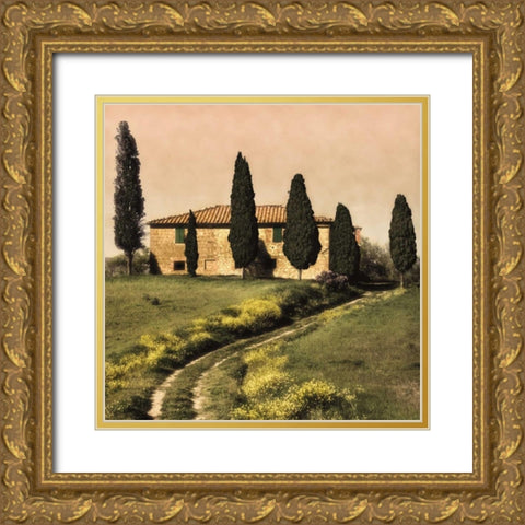 Tuscan Farmhouse Gold Ornate Wood Framed Art Print with Double Matting by Carmel, Elizabeth