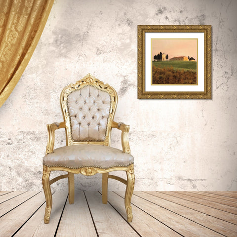 Evening Light Tuscany Gold Ornate Wood Framed Art Print with Double Matting by Carmel, Elizabeth