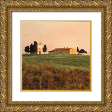 Evening Light Tuscany Gold Ornate Wood Framed Art Print with Double Matting by Carmel, Elizabeth
