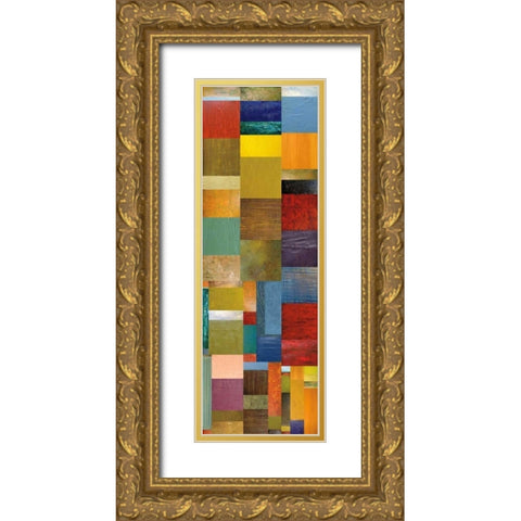 Color Panels with Water and Waves Gold Ornate Wood Framed Art Print with Double Matting by Calkins, Michelle