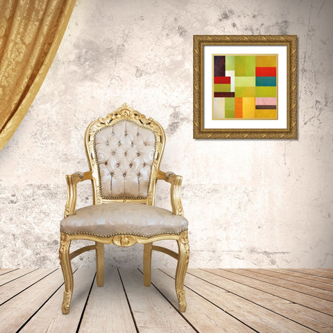 Color Study Abstract 1 Gold Ornate Wood Framed Art Print with Double Matting by Calkins, Michelle