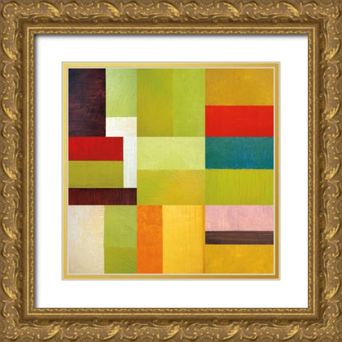 Color Study Abstract 1 Gold Ornate Wood Framed Art Print with Double Matting by Calkins, Michelle