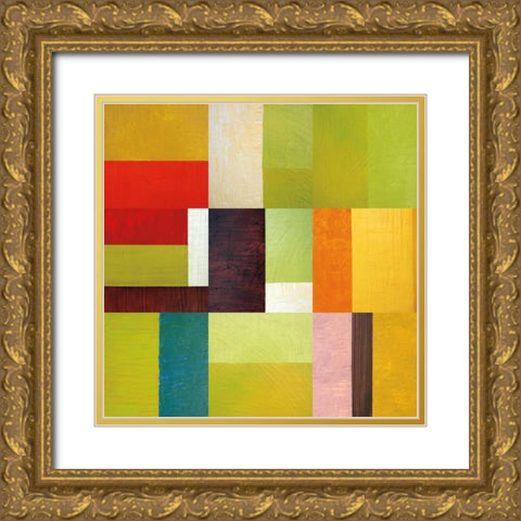 Color Study Abstract 2 Gold Ornate Wood Framed Art Print with Double Matting by Calkins, Michelle