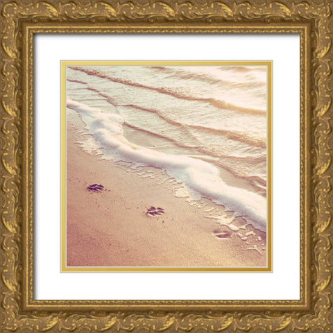 Paw Prints Gold Ornate Wood Framed Art Print with Double Matting by Cochrane, Carolyn