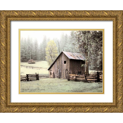 Barn near Sonora Gold Ornate Wood Framed Art Print with Double Matting by Culver, Laura
