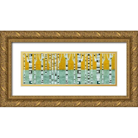 Birches in Early Winter Gold Ornate Wood Framed Art Print with Double Matting by Calkins, Michelle