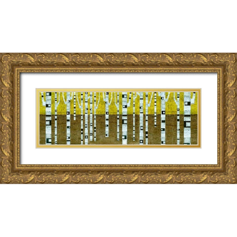 Birches in Fall Gold Ornate Wood Framed Art Print with Double Matting by Calkins, Michelle