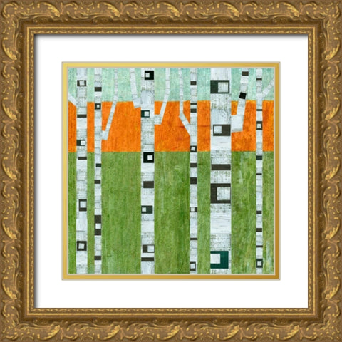 Spring Birches Gold Ornate Wood Framed Art Print with Double Matting by Calkins, Michelle